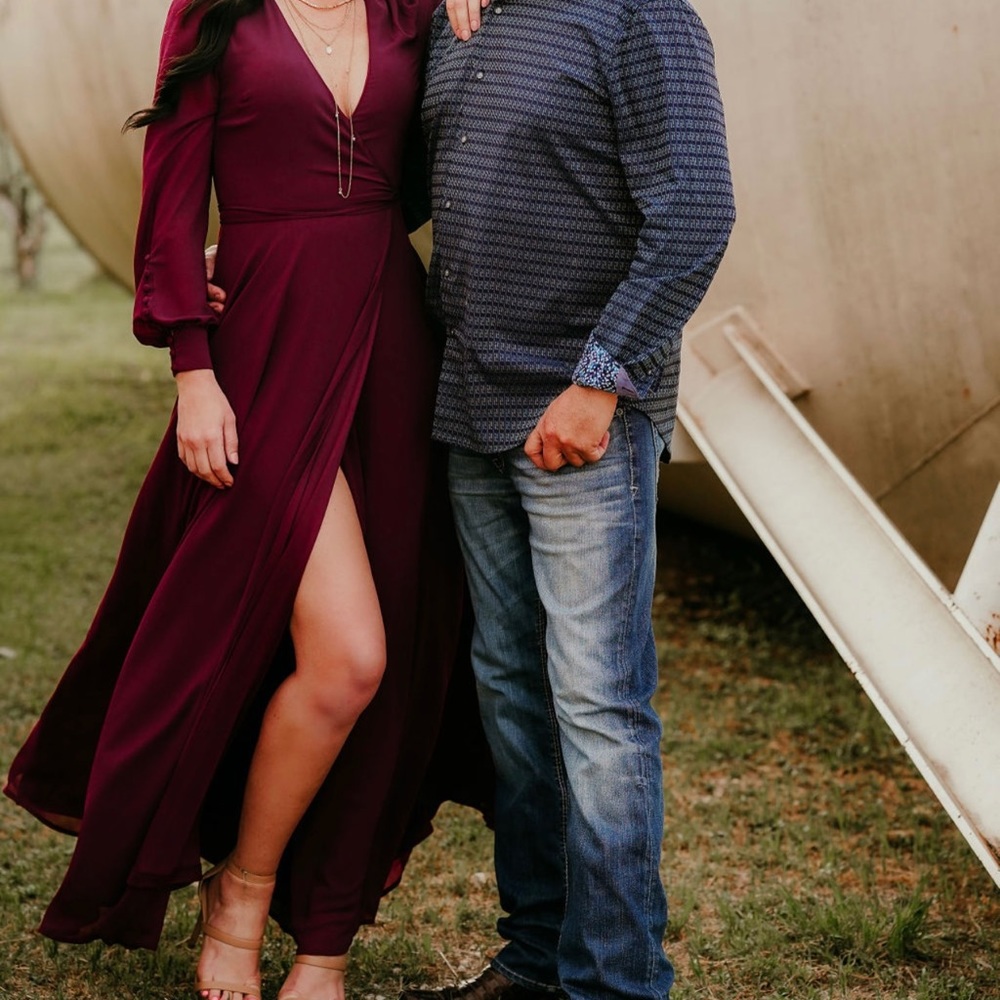 Maroon/Burgundy long sleeve wrap dress